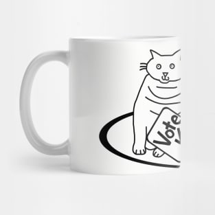 Chonk Cat says Vote Outline Mug